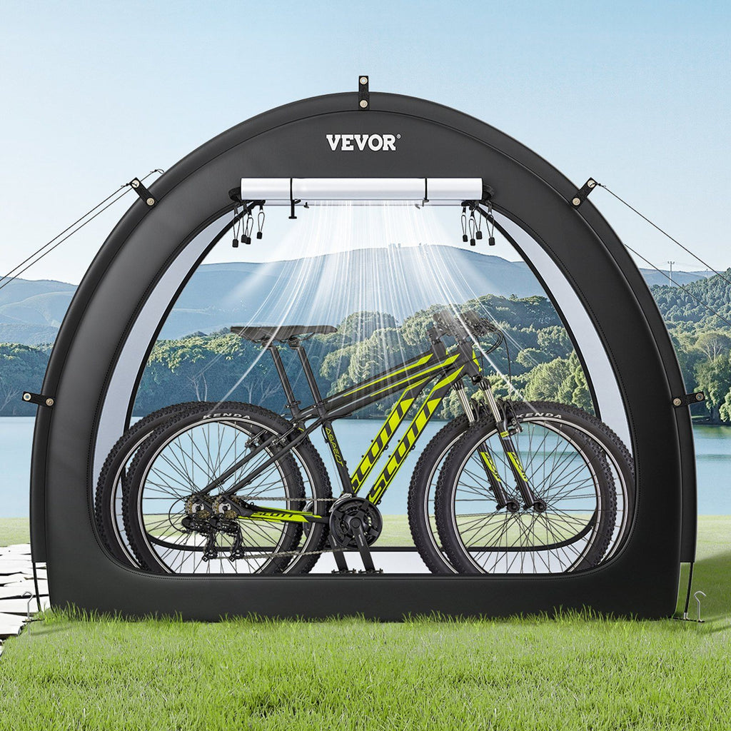 Bike Storage Tent, 1 to 2 Bikes, Outdoor Spacious Bike Storage Tent with Ventilated Window, Waterproof Fan-Shaped Bike Tent with High Strength Fiberglass & Dual Zippers, Fit for Bicycle