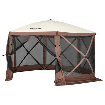 Pop Up Gazebo Tent, Pop-Up Screen Tent 6 Sided Canopy Sun Shelter with 6 Removable Privacy Wind Cloths & Mesh Windows, 1
