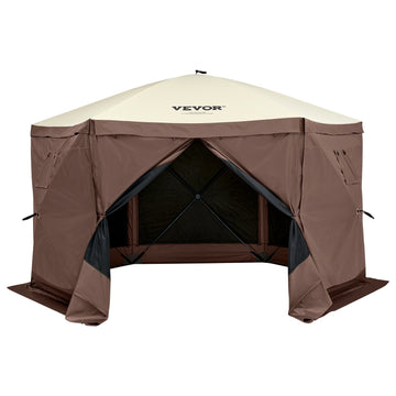 Pop Up Gazebo Tent, Pop-Up Screen Tent 6 Sided Canopy Sun Shelter with 6 Removable Privacy Wind Cloths & Mesh Windows, 1