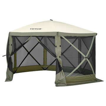 Pop Up Gazebo Tent, Pop-Up Screen Tent 6 Sided Canopy Sun Shelter with 6 Removable Privacy Wind Cloths & Mesh Windows, 1