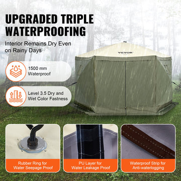 Pop Up Gazebo Tent, Pop-Up Screen Tent 6 Sided Canopy Sun Shelter with 6 Removable Privacy Wind Cloths & Mesh Windows, 1