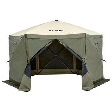 Pop Up Gazebo Tent, Pop-Up Screen Tent 6 Sided Canopy Sun Shelter with 6 Removable Privacy Wind Cloths & Mesh Windows, 1