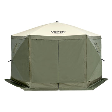 Pop Up Gazebo Tent, Pop-Up Screen Tent 6 Sided Canopy Sun Shelter with 6 Removable Privacy Wind Cloths & Mesh Windows, 1