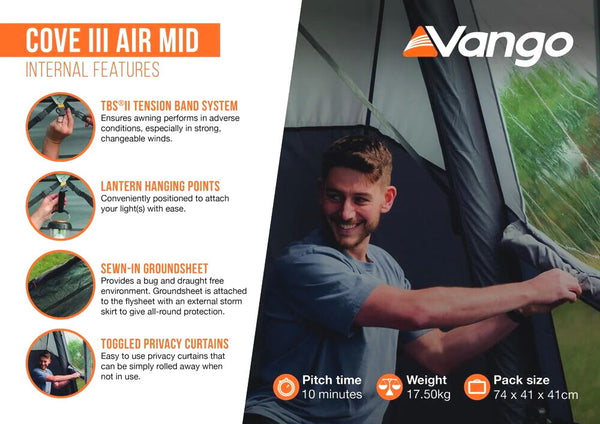 Vango Cove III Air Inflatable Awning Mid - 18.00kg