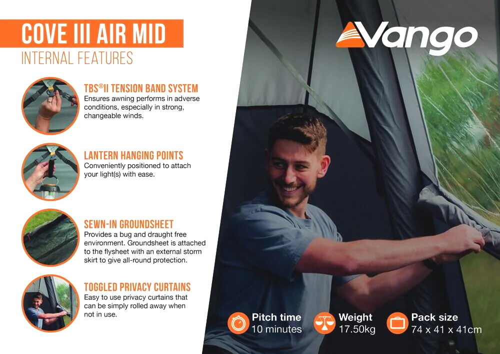 Vango Cove III Air Inflatable Awning Mid - 18.00kg