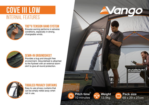 Cove III Poled Awning Low - 13.90kg by Vango