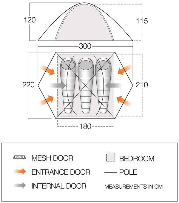 3 Person Dome Tent - Kruger 300- 5.05kg by Vango