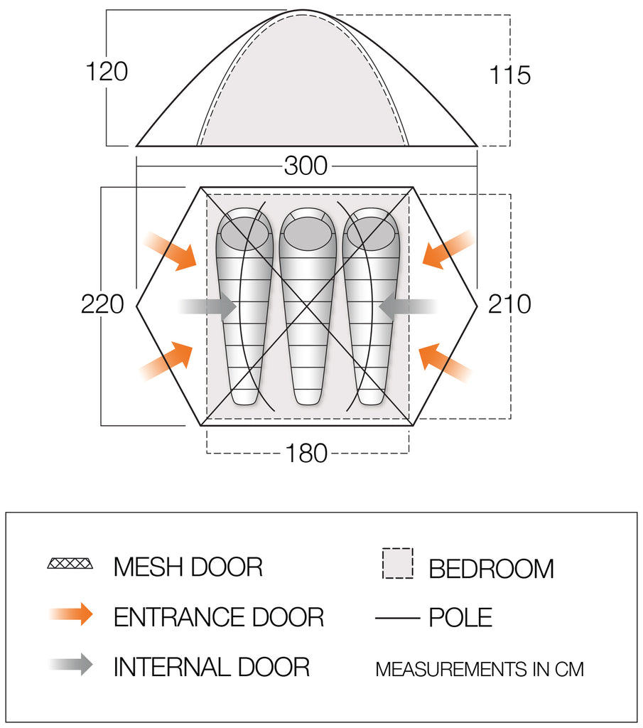 3 Person Dome Tent - Kruger 300- 5.05kg by Vango