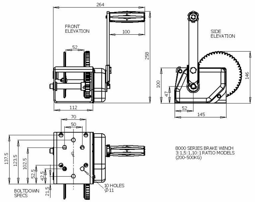 Jarrett Brake Winch 15:1 1250 kg