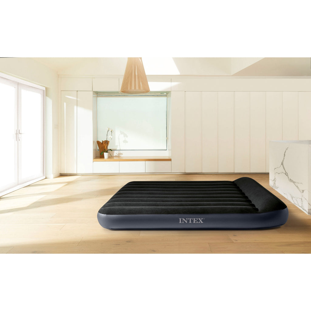 Intex Queen Pillow Rest Classic Airbed W/ Fiber-Tech