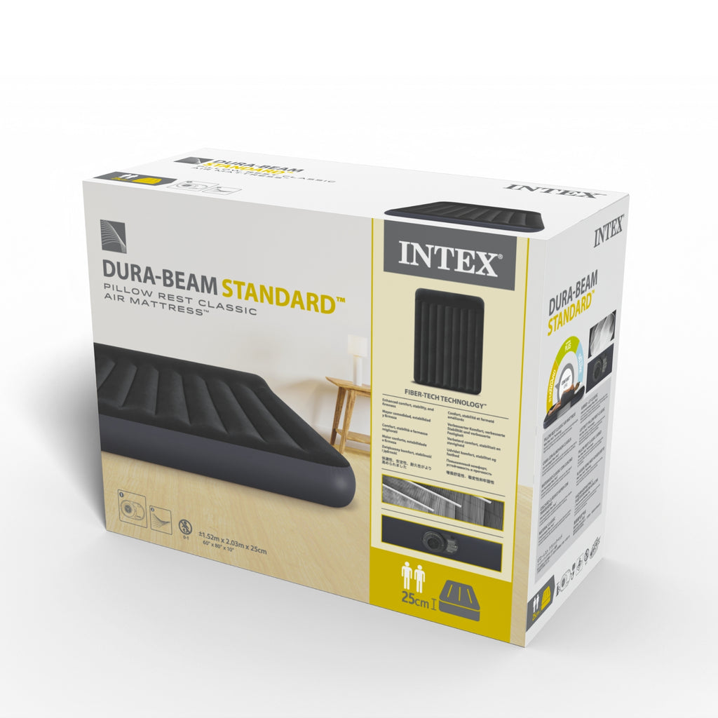Intex Queen Pillow Rest Classic Airbed W/ Fiber-Tech