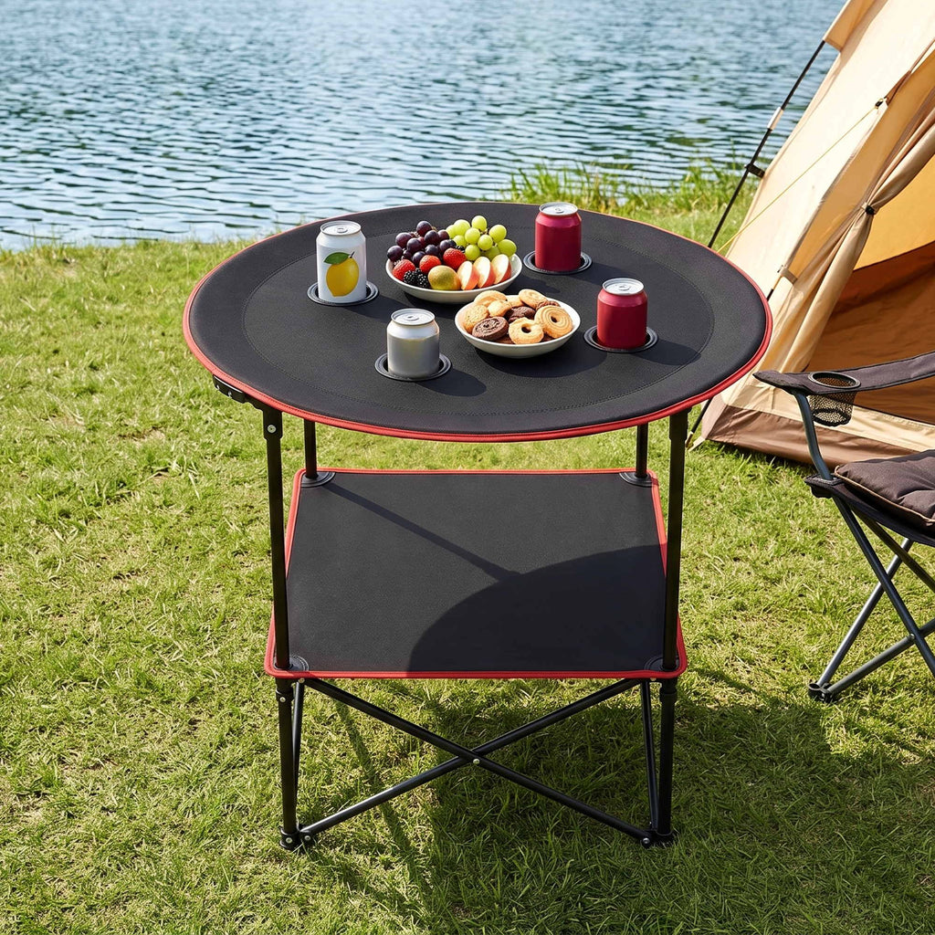 Weisshorn Folding Camp Table 73cm with 4 Cup Holders