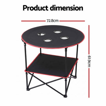 Weisshorn Folding Camp Table 73cm with 4 Cup Holders
