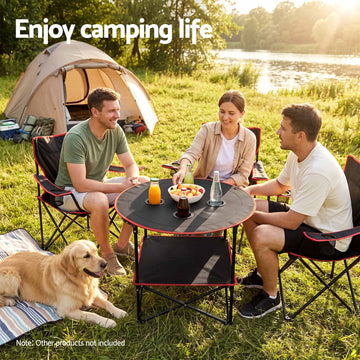 Weisshorn Folding Camp Table 73cm with 4 Cup Holders