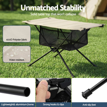 Weisshorn Lightweight Folding Camp Table - Khaki