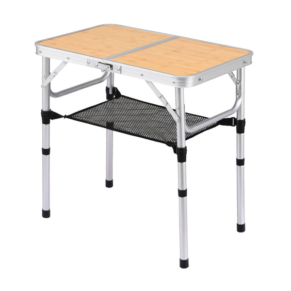 Weisshorn Adjustable Aluminium Camp Table 60 x 40cm - Wood Grain