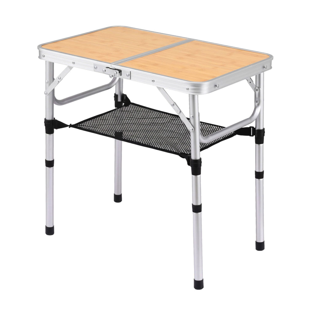 Weisshorn Adjustable Aluminium Camp Table 60 x 40cm - Wood Grain