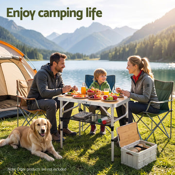 Weisshorn Adjustable Aluminium Camp Table 60 x 40cm - Wood Grain