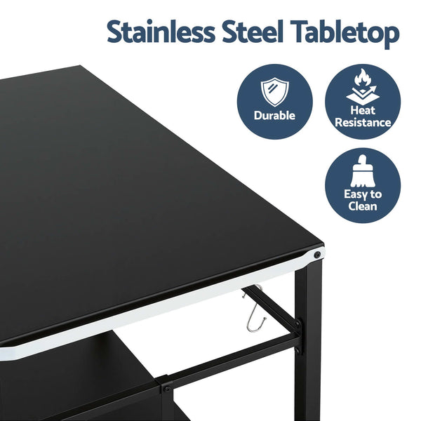 Weisshorn Stainless Steel Outdoor Prep Table on Wheels with Gas Bottle Holder