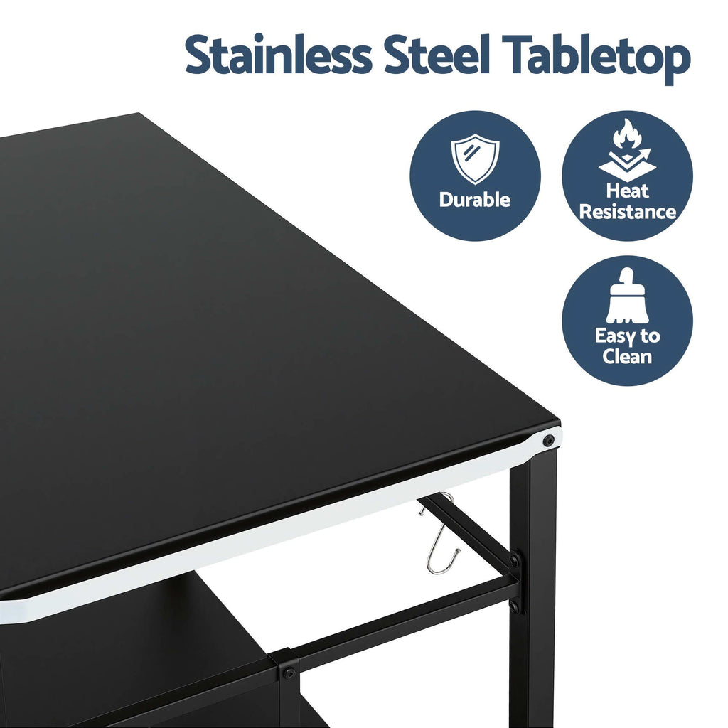 Weisshorn Stainless Steel Outdoor Prep Table on Wheels with Gas Bottle Holder