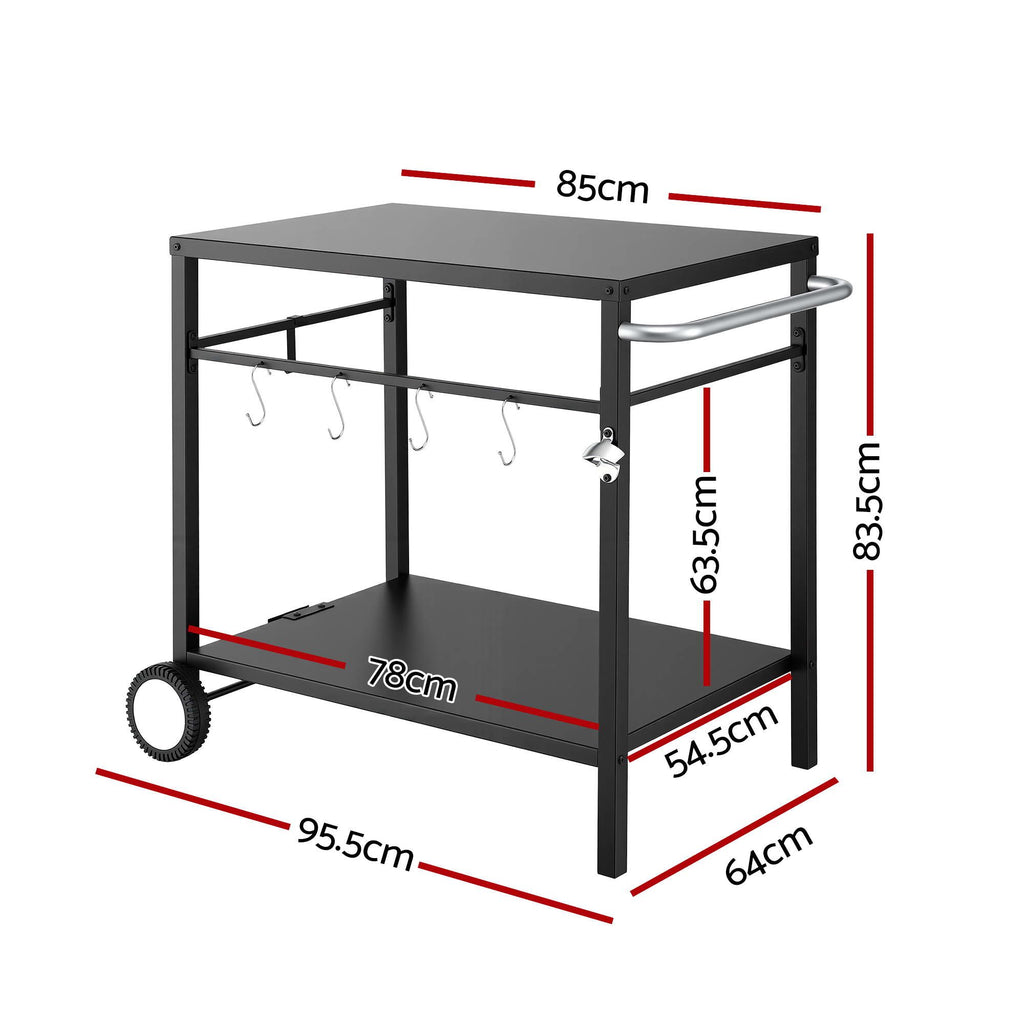 Weisshorn Stainless Steel Outdoor Prep Table on Wheels with Gas Bottle Holder