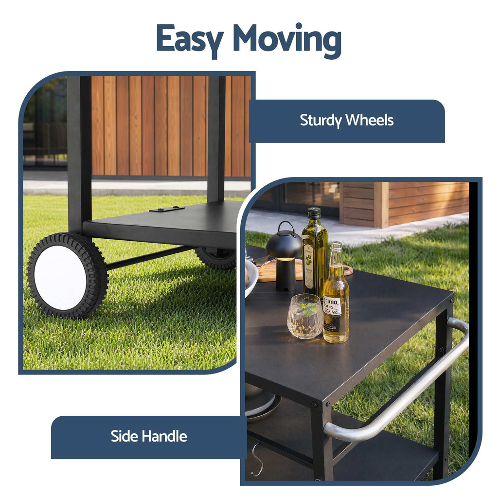 Weisshorn Stainless Steel Outdoor Prep Table on Wheels with Gas Bottle Holder