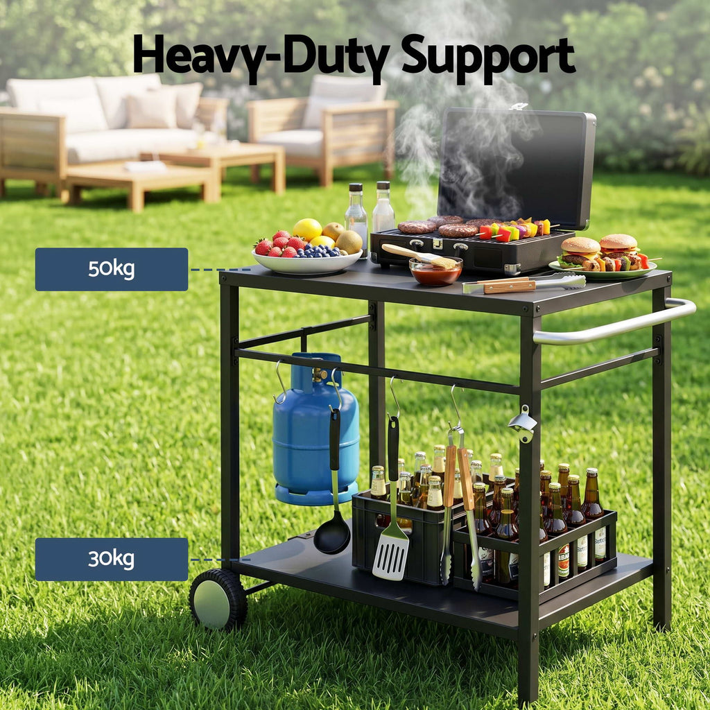 Weisshorn Stainless Steel Outdoor Prep Table on Wheels with Gas Bottle Holder