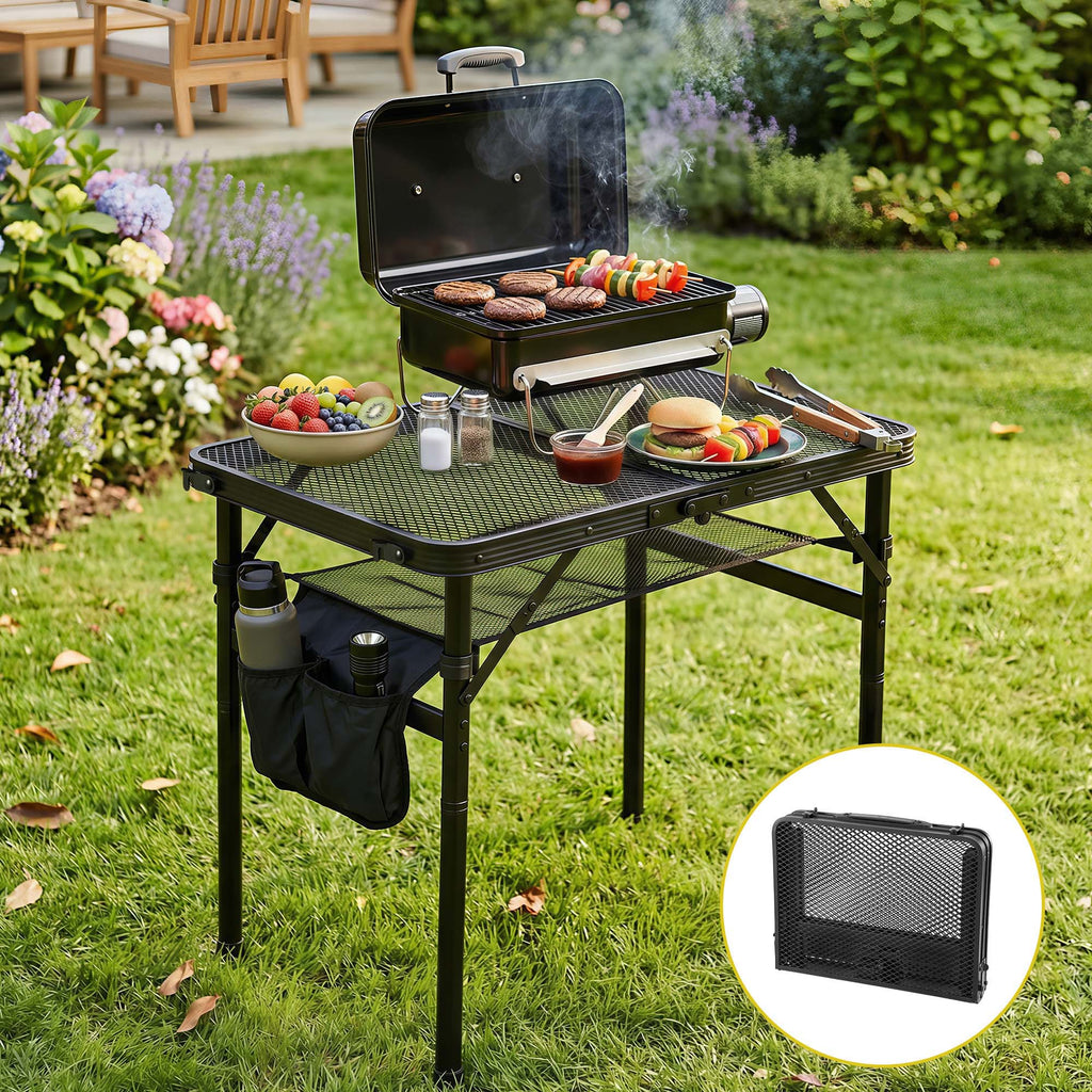 Gardeon Folding Camp BBQ Table 60 x 40cm - Steel Mesh