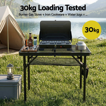 Gardeon Folding Camp BBQ Table 60 x 40cm - Steel Mesh