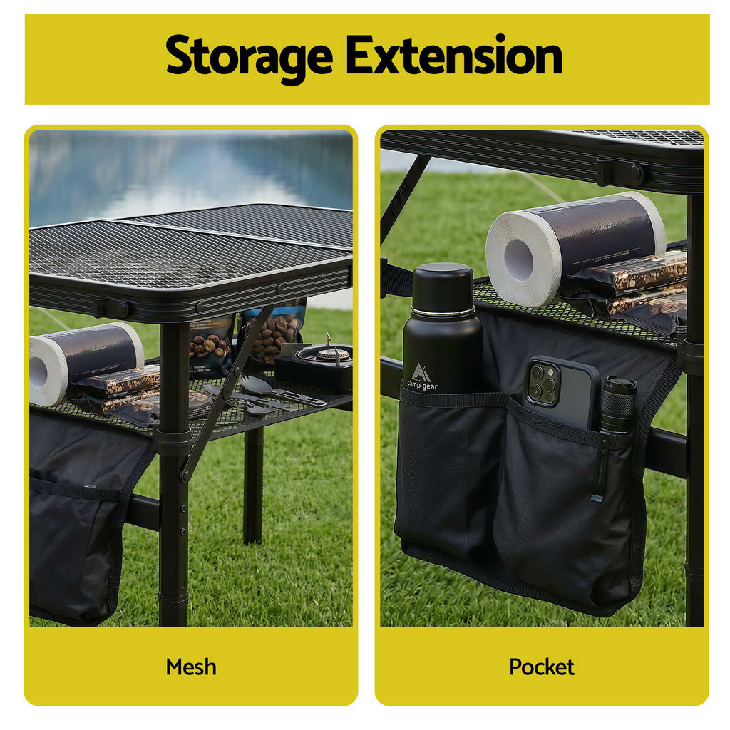 Gardeon Folding Camp BBQ Table 60 x 40cm - Steel Mesh