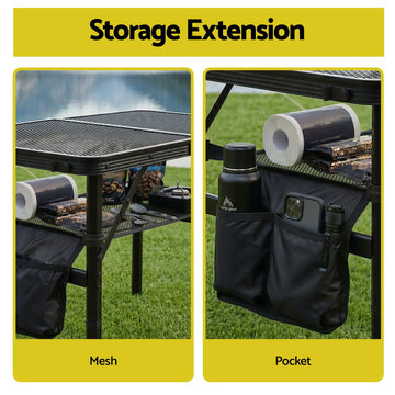 Gardeon Folding Camp BBQ Table 60 x 40cm - Steel Mesh