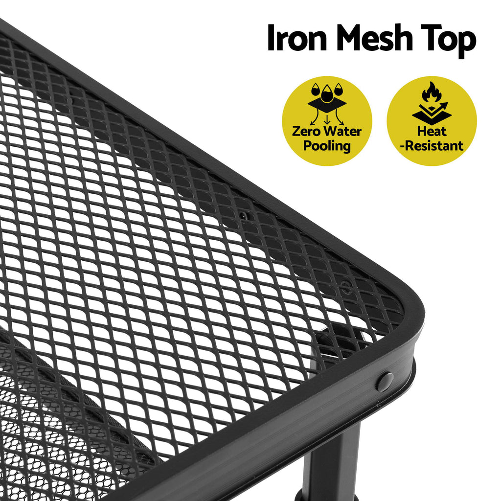 Gardeon Folding Camp BBQ Table 90 x 60cm - Steel Mesh