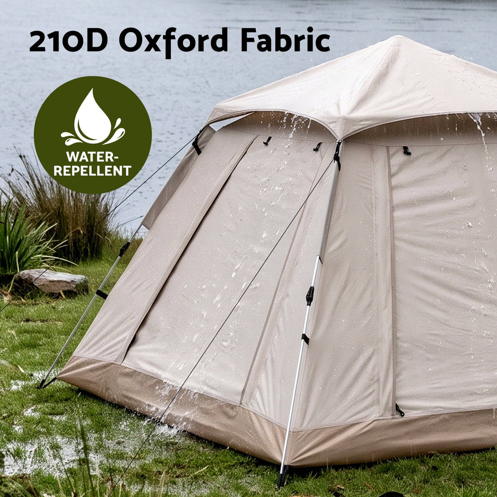 Weisshorn Family Shelter Tent 210D Oxford with Awning - Khaki