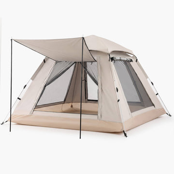 Weisshorn Family Shelter Tent 210D Oxford with Awning - Khaki