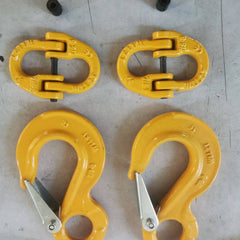 2X 8mm Eye Sling Hook + Hammer Lock Safety Chain Caravan Trailer Connecting Extend