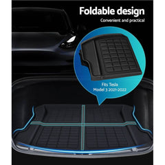 3PCS Car Rear Front Cargo Trunk Toolbox Luggage Rubber Mats for Tesla Model 3 2021-2022