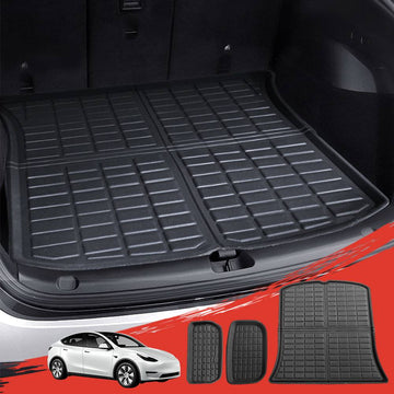 3PCS Car Rear Front Cargo Trunk Toolbox Luggage Rubber Mats for Tesla Model Y 2021-2023