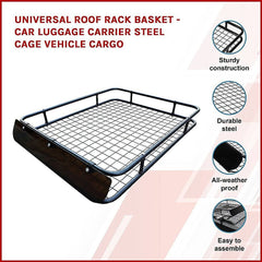 Universal Roof Rack Basket - Car Luggage Carrier Steel Cage Vehicle Cargo