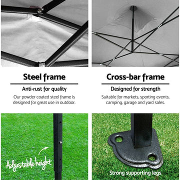 Instahut 3x3m Pop Up Gazebo Marquee Folding Tent White