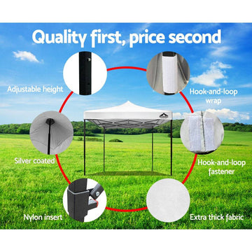Instahut 3x3m Pop Up Gazebo Marquee Folding Tent White