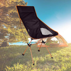 Camping Chair Folding High Back Backpacking Chair with Headrest Orange