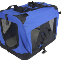 YES4PETS Small Portable Foldable Dog Cat Puppy Soft Crate Cage-Blue