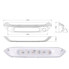 Dual LED Awning Light Amber White 12V 24V Waterproof 287mm Caravan RV Exterior