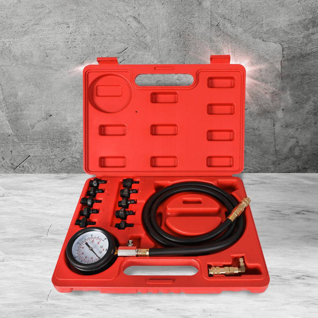 Engine Oil Pressure Tester Gauge Diagnostic Test Tools Automotive 12pcs Red