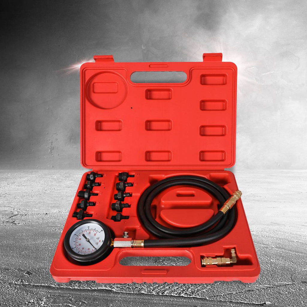 Engine Oil Pressure Tester Gauge Diagnostic Test Tools Automotive 12pcs Red