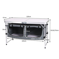 Levede Folding Camping Table Aluminium Portable Picnic Outdoor Storage Organizer