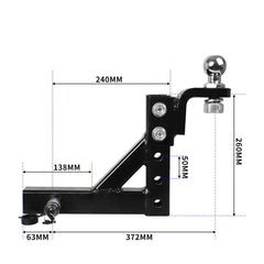 Manan Adjustable Tow Bar Tongue Hitch Towing 2" Ball Mount Caravan Trailer 4WD