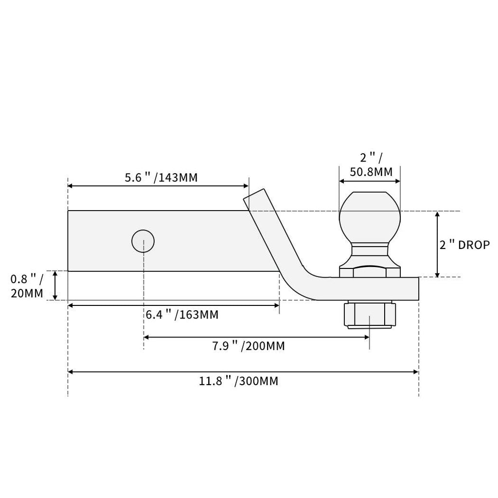 Manan Tow Bar Tongue Hitch 2'' Towbar Ball Mount  4WD Car Trailer Caravan Boat