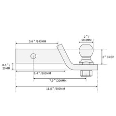 Manan Tow Bar Tongue Hitch 2'' Towbar Ball Mount  4WD Car Trailer Caravan Boat
