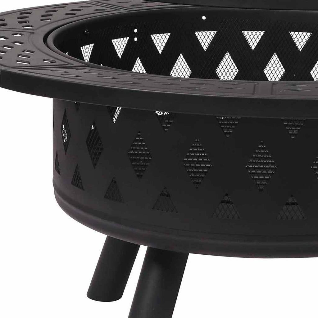 Moyasu Fire Pit BBQ Grill Outdoor Fireplace Camping Firepit Steel Portable 38"